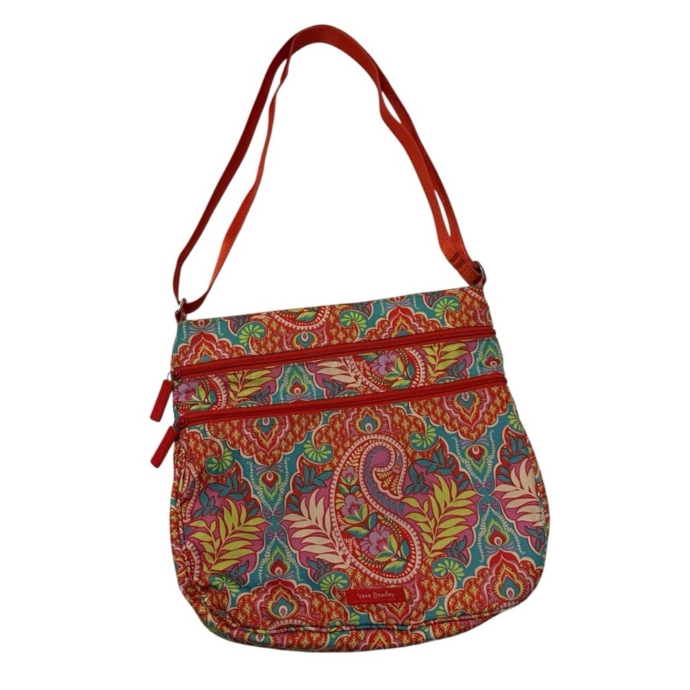 Vera Bradley Paisley In Paradise Pattern Triple Zip Hipster